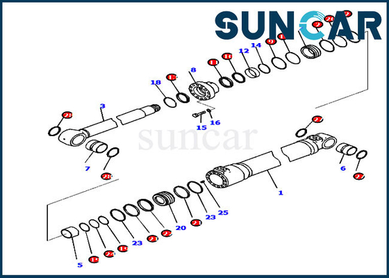 कोमात्सु PC210LCI-10 PC230NHD-11 EU मानक मशीन के लिए 721-98-00850 सील किट हाइड्रोलिक सिलेंडर