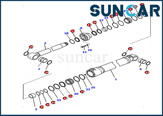707-99-47070 बूम सिलेंडर सर्विस किट कोमात्सु HB215LC-2 PC210LCI-10 खुदाई मरम्मत भागों में फिट बैठता है