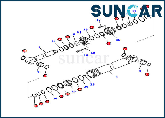 721-98-02460 बूम सर्विस किट हाइड्रोलिक सिलेंडर PC210LCI-11 कोमात्सु भारी उपकरण के लिए फिट बैठता है