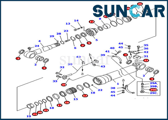 PC220LC-6 कोमात्सु सील मरम्मत किट 707-99-58300 7079958300 100MM रॉड 140MM बोर आर्म सिलेंडर फिट बैठता है