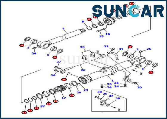 707-99-58060 विदेशी संस्करण के लिए बाल्टी सील मरम्मत किट PC220LC-7 PC270-7 कोमात्सु सिलेंडर किट