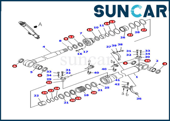 PC220-8 PC220LC-8 कोमात्सु सर्विस किट 707-98-47730 हाइड्रोलिक बूम सिलेंडर ऑयल सील रिपेयर किट