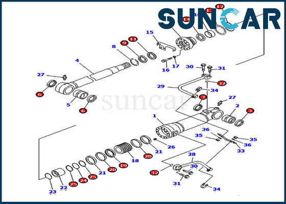 कोमात्सु 707-99-58390 ब्लेड सिलेंडर सीलिंग किट PC228US-3 PC228USLC-3 विदेशी संस्करण खुदाई में फिट बैठता है