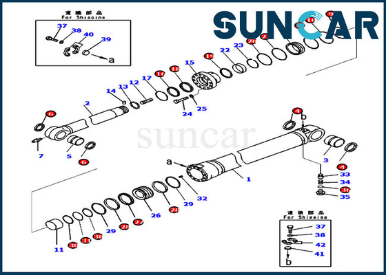 PC290LC-11 PC290LC-8 कोमात्सु इनर पार्ट्स के लिए 721-98-00420 आर्म सर्विस किट सिलेंडर सील किट
