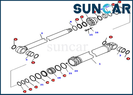 PC228USLC-11 PC228USLC-11 के लिए कोमात्सु 721-98-02320 बूम सिलेंडर रिप्लेसमेंट सर्विस किट