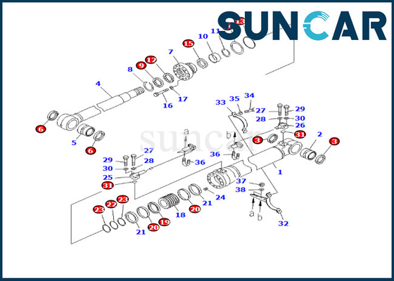 707-98-46300 बूम सिलेंडर सील किट पहनने के लिए प्रतिरोधी सील किट PC228USLC-3E0 PC228US-3E0 कोमात्सु फिट बैठता है