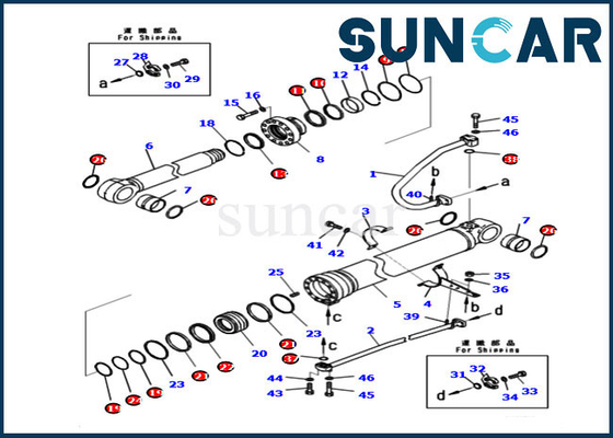 कोमात्सु 721-98-04330 7219804330 PC290LCI-11 मरम्मत किट हाइड्रोलिक सिलेंडर के लिए बूम सीलिंग किट