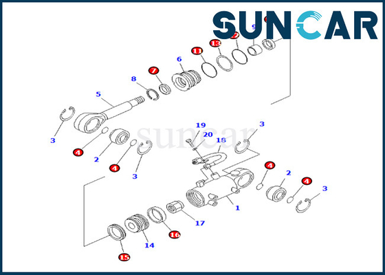 PC25R-8 PC27R-8 PC27R-8 के लिए कोमात्सु ब्लेड लिफ्ट सिलेंडर सील किट 707-98-12670 7079812670