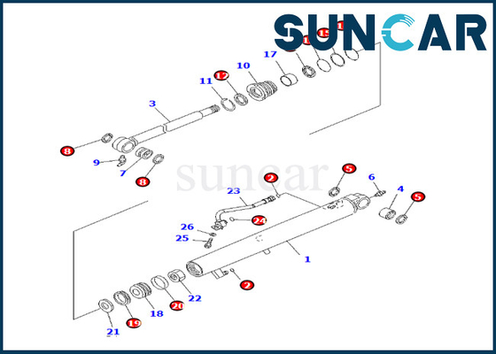 बाल्टी सिलेंडर सील किट 707-98-13990 7079813990 कोमात्सु PC27MR-3 PC27MR-2 PC26MR-3 फिट बैठता है