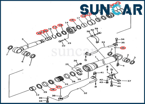 707-99-58210 PC300-5 PC300LC-5 विदेशी संस्करण कोमात्सु खुदाई के लिए बूम सिलेंडर सेवा सील किट