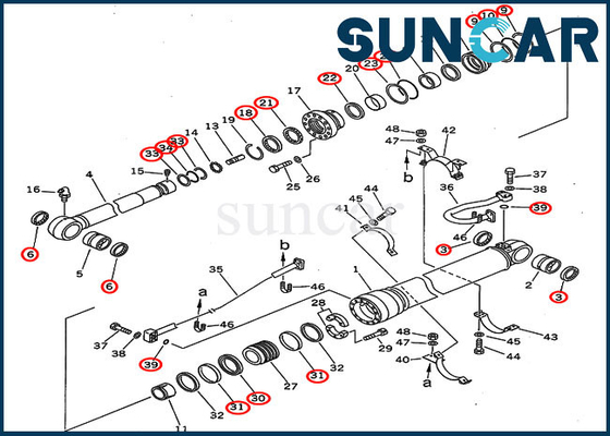 आर्म ऑयल सील किट 707-99-67110 सिलेंडर रिपेयर किट 7079967110 कोमात्सु PC300-5 PC310-5 भारी उपकरण फिट बैठता है