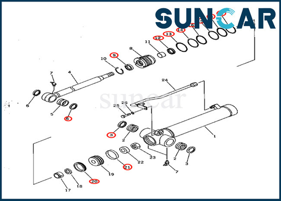 PC28UD-2 PC28UG-2 PC28UU-2 के लिए आर्म सिलेंडर सील रिप्लेसमेंट किट 7079822150 707-98-22150 Komatsu