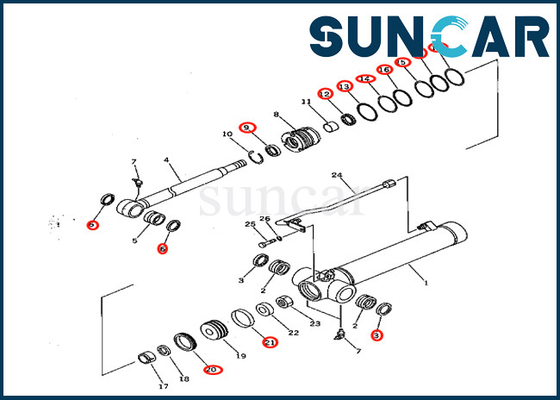 7079822080 707-98-22080 आर्म सिलेंडर मरम्मत सील किट कोमात्सु PC28UD-2 PC28UG-2 PC28UU-2 फिट बैठता है