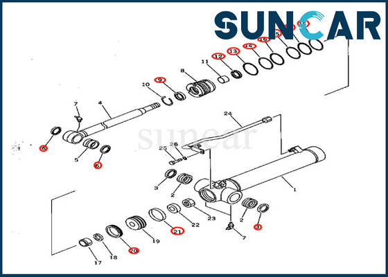 PC28UD-2 PC28UG-2 PC28UU-2 आर्म सिलेंडर सर्विस किट के लिए कोमात्सु 707-98-22170 7079822170