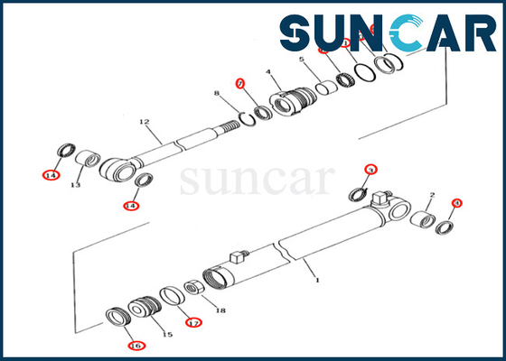स्लाइड आर्म सिलेंडर सील किट 707-98-04610 7079804610 कोमात्सु PC27R-8 PC28UD-2 PC28UG-2 फिट बैठता है