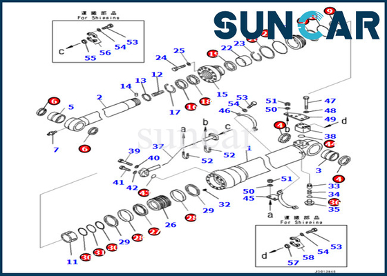 7079959680 707-99-59680 PC290LC-10 PC290NLC-10 के लिए कोमात्सु आर्म सिलेंडर मरम्मत सील किट