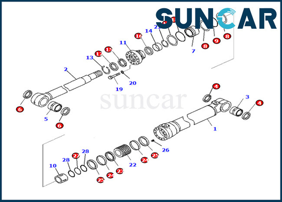 बूम सिलेंडर सील मरम्मत किट कोमात्सु 7079959090 707-99-59090 PC290LC-10 PC290NLC-10 फिट बैठता है
