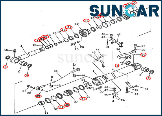 विदेशी संस्करण PC300-5 PC300LC-5 कोमात्सु के लिए खुदाई सील किट 207-63-02120 आर्म सिलेंडर मरम्मत किट