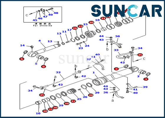 PC300-6 PC300-6Z कोमात्सु खुदाई सेवा किट के लिए 707-99-67280 आर्म ऑयल सील किट हाइड्रोलिक सिलेंडर