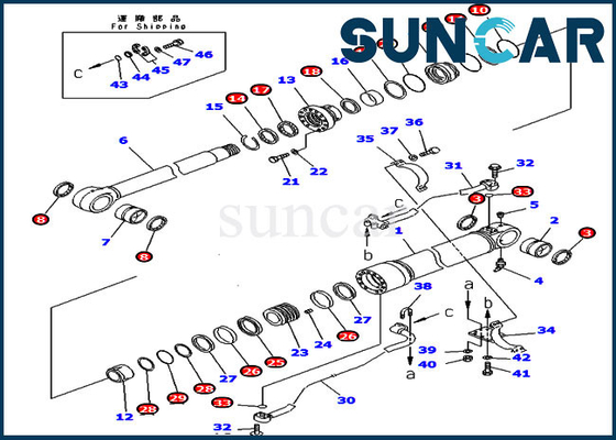 707-99-58370 बाल्टी सील किट PC350LC-6 PC340NLC-6  सिलेंडर मरम्मत किट कोमात्सु भारी उपकरण फिट बैठता है