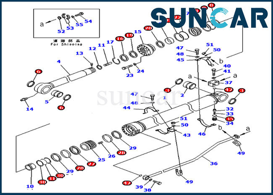 PC300-7 कोमात्सु रिप्लेसमेंट सील किट के लिए खुदाई के पुर्जे 707-99-67095 आर्म सिलेंडर सर्विस किट