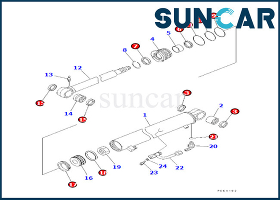 7079823810 707-98-23810 कोमात्सु आर्म सिलेंडर मरम्मत सील किट PC35MR-1 PC35MRX-1A फिट बैठता है