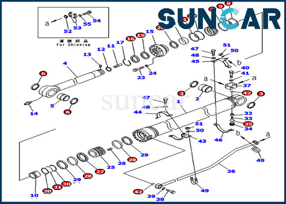 कोमात्सु PC300LC-7 PC350LC-7 मॉडल के लिए खुदाई सेवा किट 707-99-72300 हाइड्रोलिक सिलेंडर सील किट