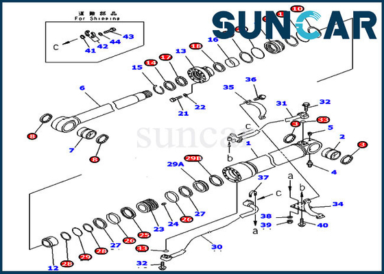 PC300LC-7 PC360-7 707-99-58030 कोमात्सु बूम सर्विस किट पहनें प्रतिरोध सिलेंडर मरम्मत सील किट