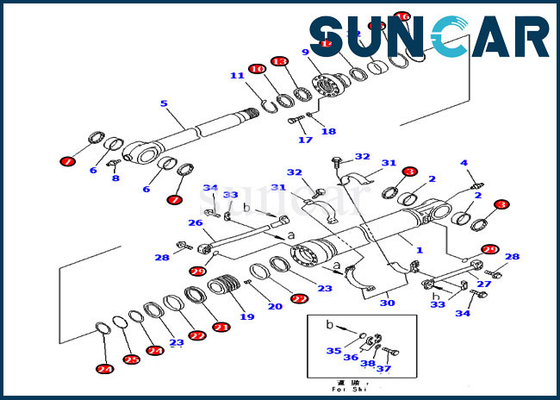 PC300LC-7 PC350LC-7 कोमात्सु मॉडल पार्ट्स के लिए 707-99-59610 सिलेंडर सर्विस किट सील किट 7079959610