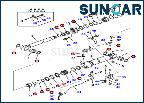 PC350-8 PC300-8 707-99-58081 कोमात्सु सील मरम्मत किट बूम हाइड्रोलिक सिलेंडर तेल सील किट