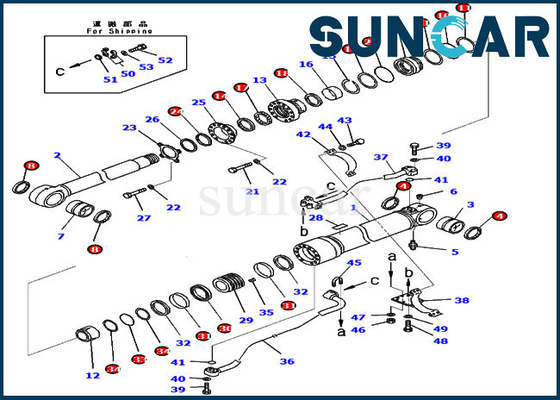 PC300-8 कोमात्सु 707-99-59362 बूम सिलेंडर मरम्मत किट 7079959362 हाइड्रोलिक रिप्लेसमेंट ऑयल सील किट