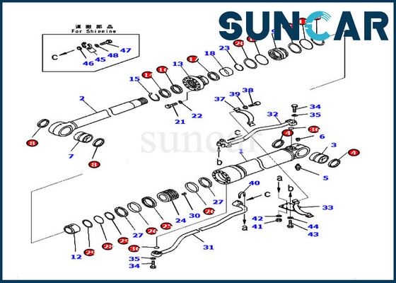 707-99-59271 बूम सीलिंग किट मरम्मत सिलेंडर सील किट Komatsu PC300-8 भारी उपकरण के लिए फिट बैठता है