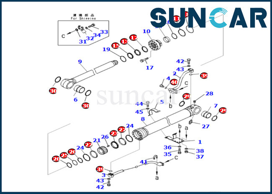 कोमात्सु 721-98-01970 7219801970 PC360LCI-11 PC390LCI-11 के लिए बूम सिलेंडर सीलिंग किट