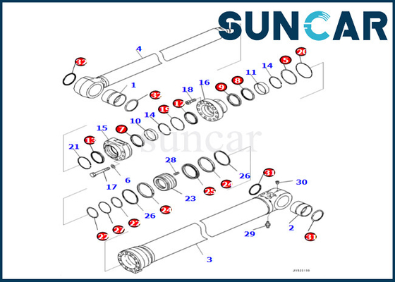 PC360LCI-11 PC390LCI-11 के लिए बूम सिलेंडर सीलिंग किट Komatsu 7219802600 721-98-02600