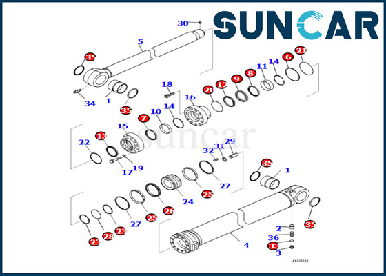 PC360LCI-11 PC390LCI-11 के लिए कोमात्सु आर्म सिलेंडर रिपेयर सील किट 7219801981 721-98-01981