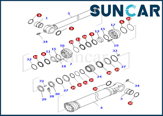 PC360LCI-11 D375AI-8E0 PC390LCI-11 के लिए कोमात्सु बाल्टी सिलेंडर सील मरम्मत किट 721-98-01990 7219801990