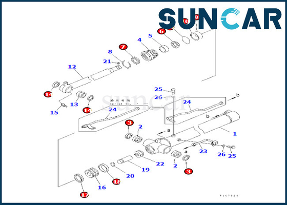 PC38UU-3 आर्म सिलेंडर सर्विस किट के लिए आर्म सिलेंडर सीलिंग किट Komatsu 707-98-25260 7079825260