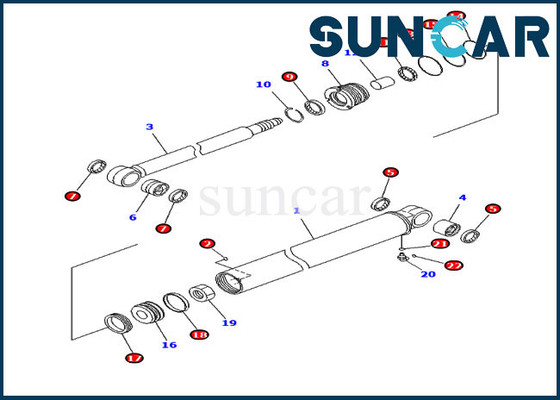 PC35MR-3 PC30MR-3 KOMATSU 707-98-23870 7079823870 आर्म सील किट हाइड्रोलिक सिलेंडर