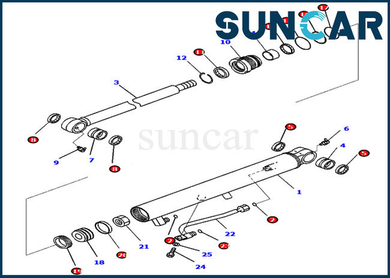 कोमात्सु PC35MR-3 PC30MR-3 मॉडल पार्ट्स के लिए बाल्टी सिलेंडर सर्विस किट 707-98-14350 7079814350