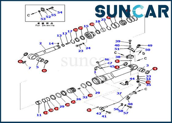 707-99-72080 सील किट आर्म सिलेंडर मरम्मत किट कोमात्सु PC360LC-10 PC390LC-10 सर्विस किट