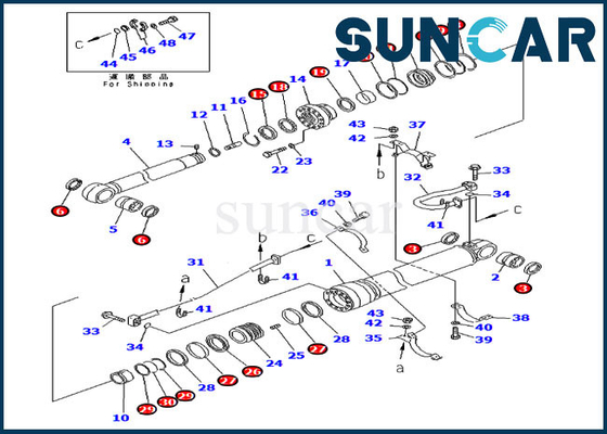 PC400LC-6 PC450LC-6 कोमात्सु सर्विस पार्ट्स के लिए आर्म रिपेयर किट हाइड्रोलिक सिलेंडर 707-99-69520