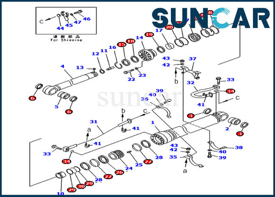 PC400-6C PC400LC-6Z KOMATSU हेवी ड्यूटी बूम के लिए 707-99-69525 7079969525 आर्म सिलेंडर सर्विस किट