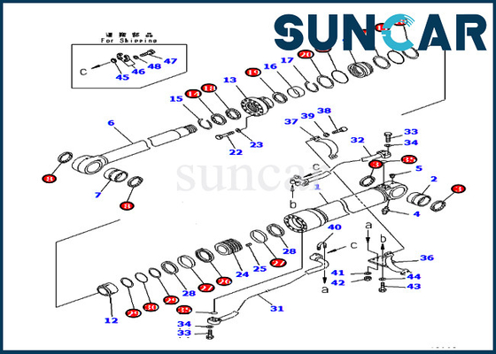 PC400-7 PC400LC-7 KOMATSU 707-99-72310 7079972310 बूम सिलेंडर सील किट खुदाई सेवा किट