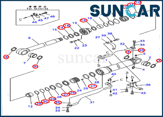 विदेशी संस्करण के लिए बूम रिपेयर सील किट 707-99-72320 हाइड्रोलिक सिलेंडर KOMATSU PC450-8 PC400-7 मॉडल