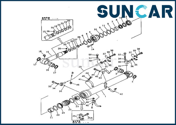PC400-3 PC400LC-3 के लिए कोमात्सु आर्म सिलेंडर सर्विस किट 208-63-62100 2086362100 आर्म सिलेंडर सील किट