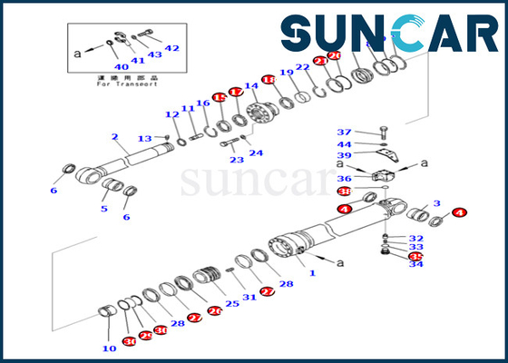 PC490LC-10 PC490-10 कोमात्सु आर्म सिलेंडर मरम्मत किट के लिए 707-99-69590 7079969590 आर्म सिलेंडर सील किट