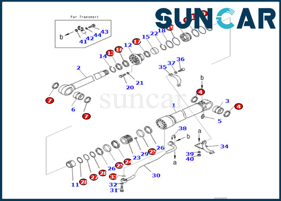 कोमात्सु 721-98-00130 7219800130 बूम सिलेंडर सील किट PC490LC-11 PC490LCI-11 बूम सिलेंडर सील किट फिट बैठता है