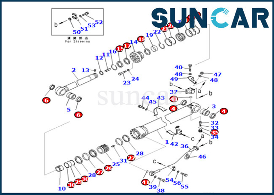 आर्म सिलेंडर सील किट 721-98-00140 7219800140 PC490LC-11 PC490-11 के लिए आर्म सिलेंडर सीलिंग किट कोमात्सु