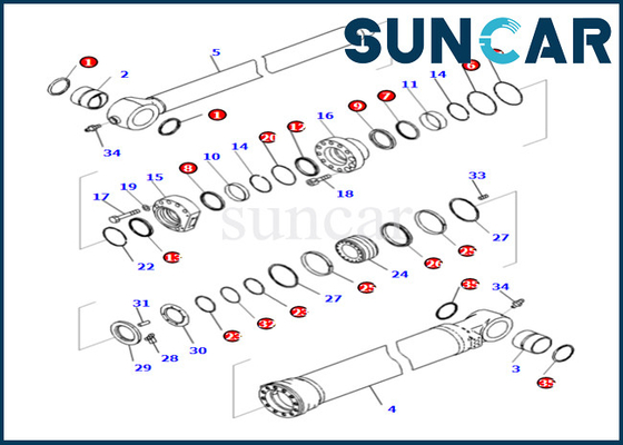 बाल्टी सिलेंडर सील किट कोमात्सु 721-98-01740 721-98-01740 PC490LCI-11 बाल्टी सिलेंडर मरम्मत किट के लिए