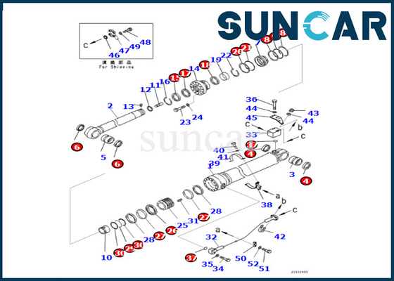 कोमात्सु 707-99-76190 7079976190 PC400LCSE-8R PC500LC-8R PC500LC-8 के लिए आर्म सिलेंडर सील किट